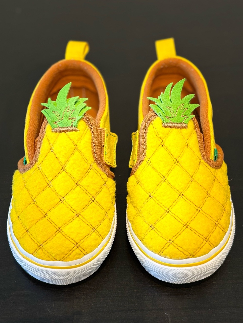 Vans Toddler Size 9 Pineapple Slip-On Sneakers Yellow Quilted Canvas Shoes